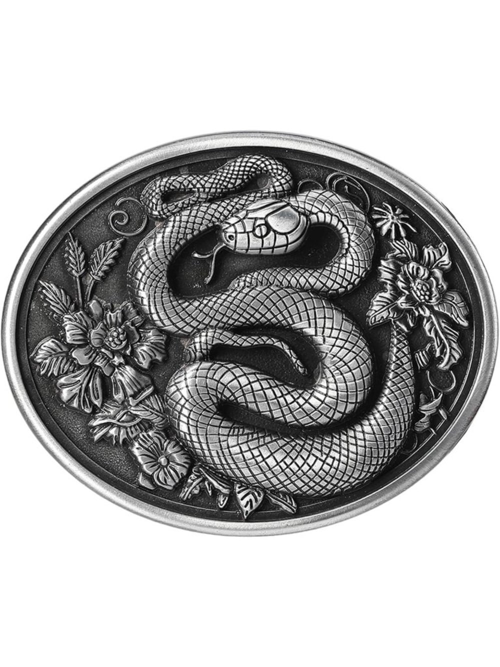 Men Grey Snake Cowboy Belt Buckle Cross Prayer Horse Vintage Western